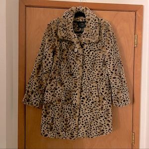 Vintage late 90s faux fur cheetah print coat
